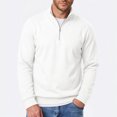 thumbnail image 4 of Men's Quarter Zip Pullover Sweatshirt Zip Long Sleeve Casual Warm Soft Fall Winter Outdoor Top with Stand Collar White L, 4 of 5