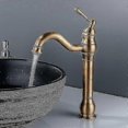 thumbnail image 2 of Antique Brass Bathroom Faucet - Tall 360 Degree Swivel Sink Faucet, Vintage Basin Faucet with Single Lever Handle, Elevated Bathroom Faucet Spout, 2 of 5