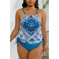 thumbnail image 2 of Womens Tankini Set Plus Size Two Pieces High Neck Bathing Suit Tops Slim Fit Ruched Swim Tops with Briefs, 2 of 5