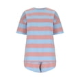 thumbnail image 6 of ylioge Womens 2 Piece Pajama Sets Short Sleeve Sleep Tops and Shorts Casual Stripe Printed Comfortable Loungewear Homewear Pajamas Outfits Set, 6 of 8