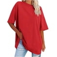 thumbnail image 2 of CEHVOM Nouvelles Manches Courtes en Coton Col Rond Ample pour Femmes Liquidation, 2 of 6