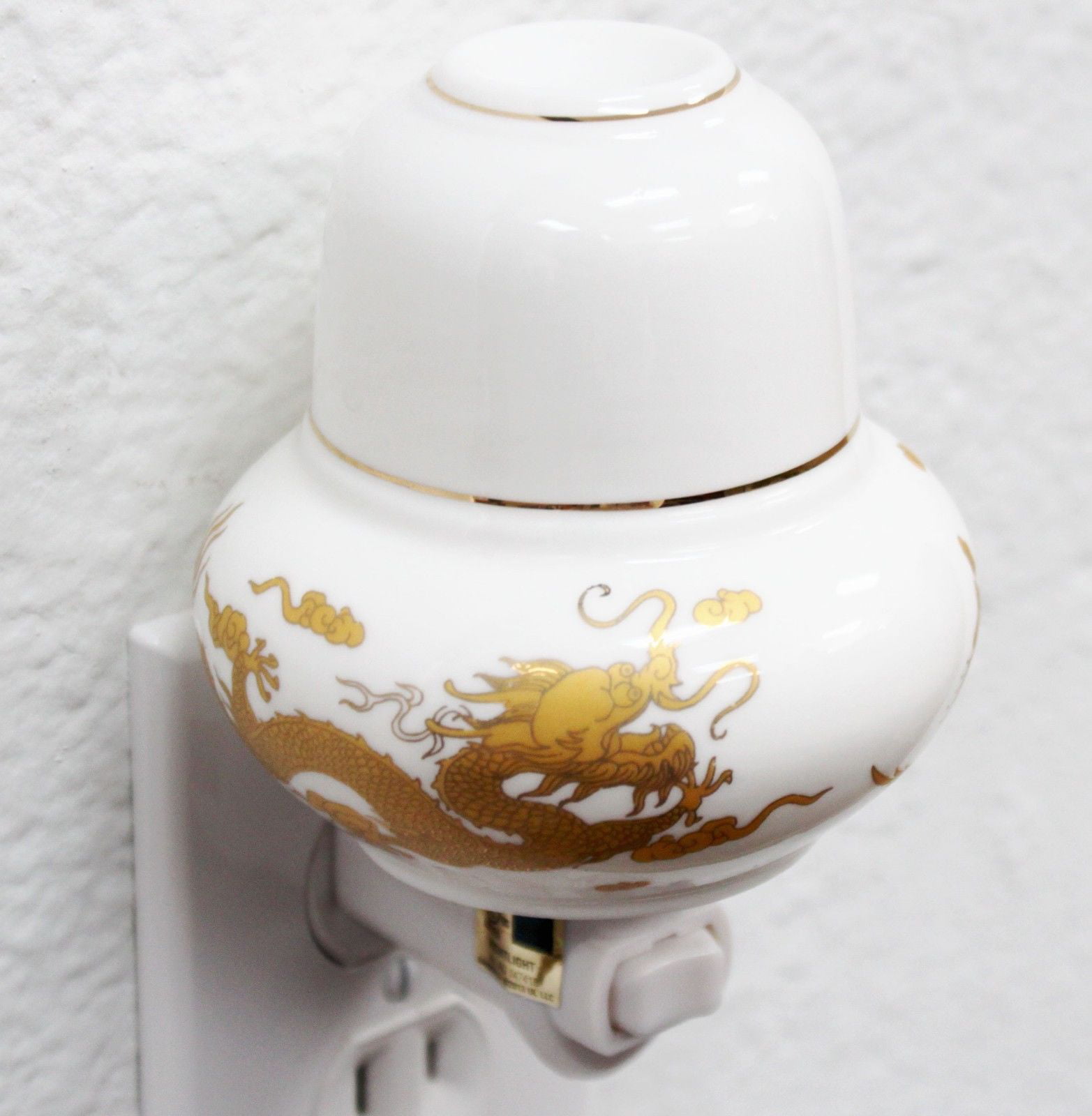 Dragon Phoenix Porcelain Night Light Lamp Candle Aromatherapy Oil Warmer Burner 