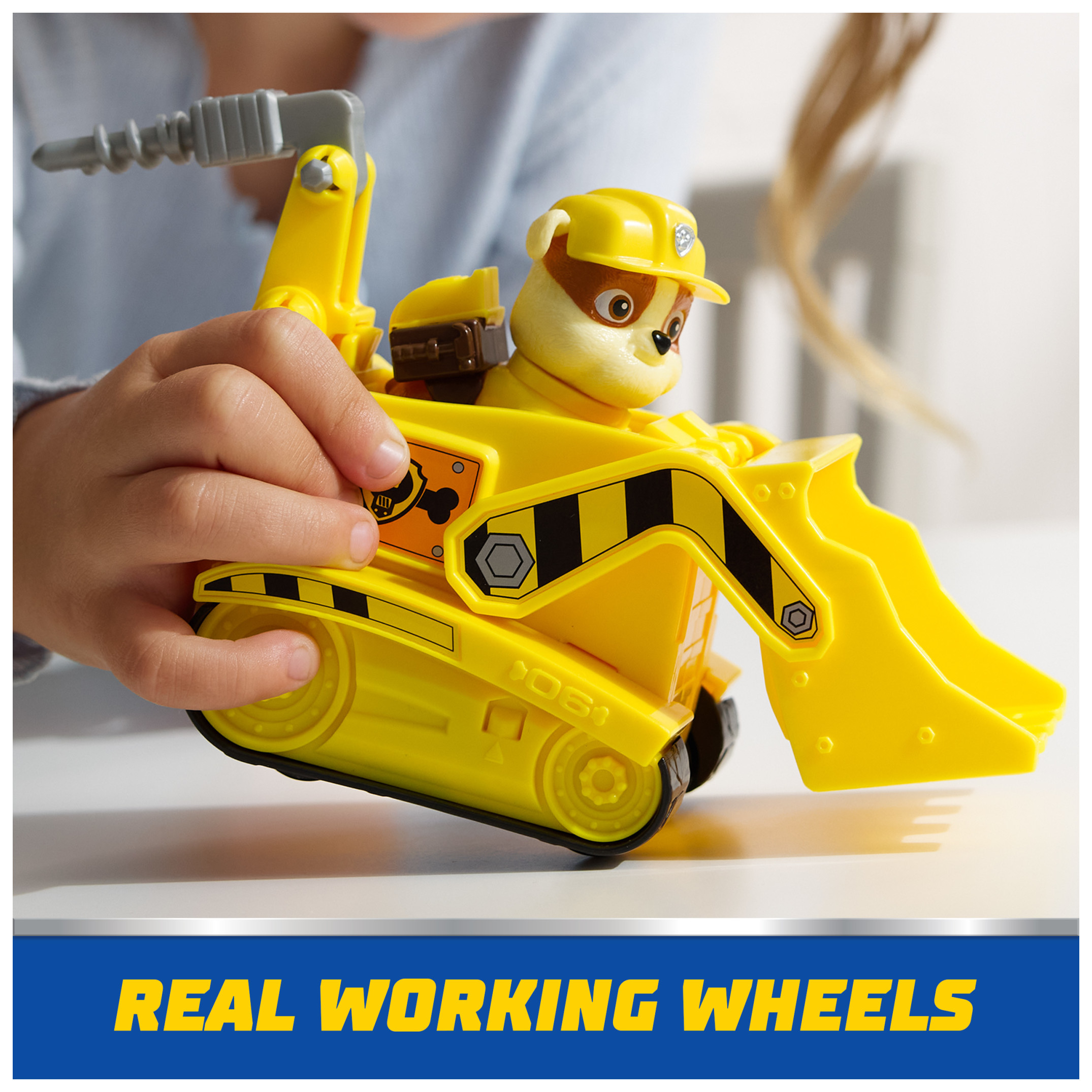 PAW Patrol Bulldozer Vehicle with Collectible Rubble Figure, Sustainably Minded Toys for Kids Ages 3+