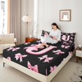 thumbnail image 4 of Castle Fairy Monogrammed Letter 4-Piece King Sheet Set: Kawaii Bowknot Dreamy Princess Breathable Decor, 4 of 7