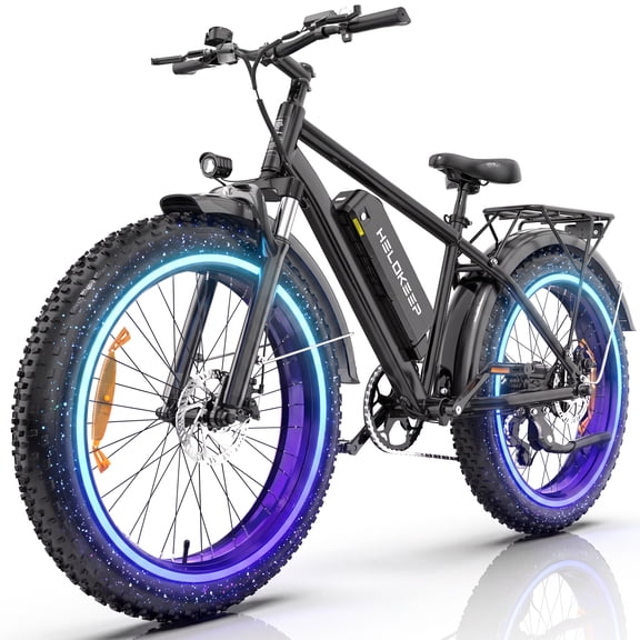 750W 1500W Electric Bike for Adults, 48V 15.6Ah Removable Battery, 26x4" Fat Tire Ebike, 7 Speed Shimano, Rear Rack, UL2849, Black