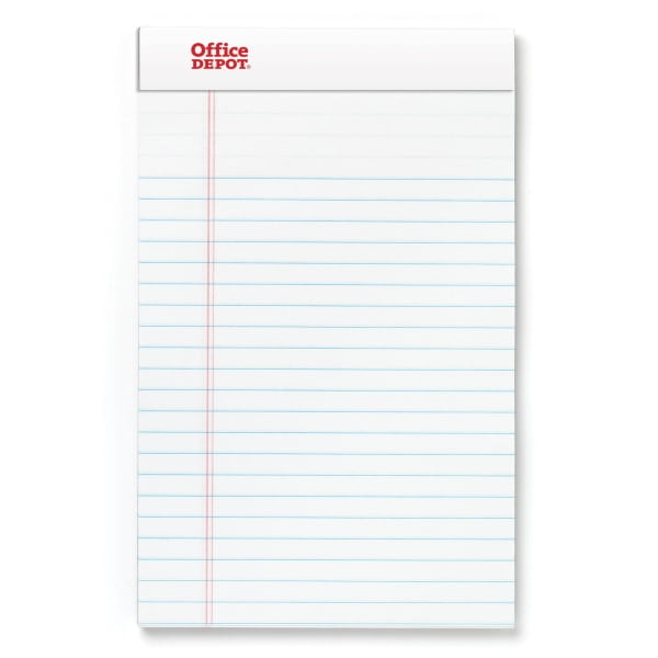 Office Depot Brand Perforated Writing Pads, 5"""" x 8"""", Narrow Ruled