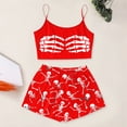 thumbnail image 2 of ZHOGXU Women's Halloween Skeleton Print Pajamas Sleeveless Crop Camisole & Shorts Pajama Sets 2 Piece Loungewear Pjs,Red,XL, 2 of 5