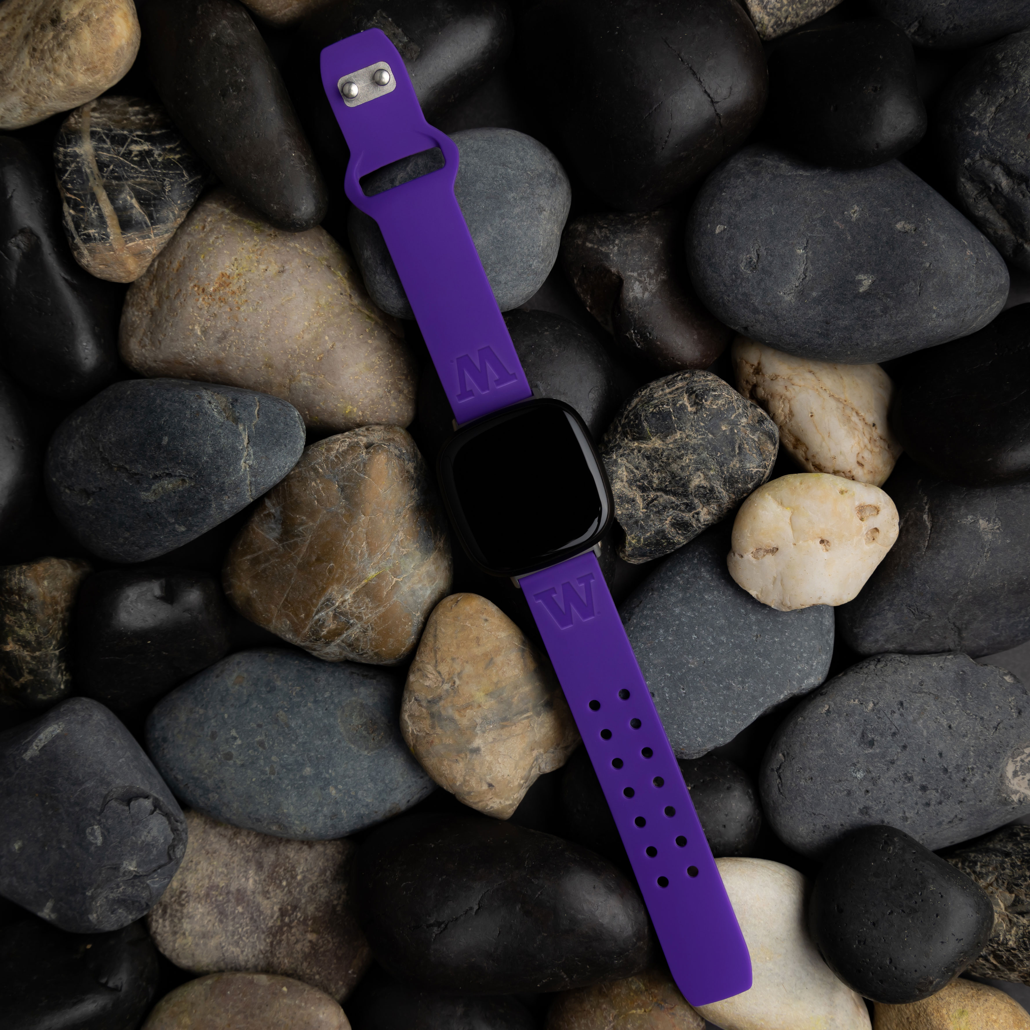 Washington Engraved Silicone Unisex Watch Band for Fitbit Versa 3 and Sense (Purple) by Affinity Bands