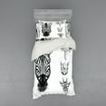 thumbnail image 2 of Ambesonne Animal Bedding Set 4 Pcs, Savannah Wildlife Sketch, Queen, White and Black, 2 of 3