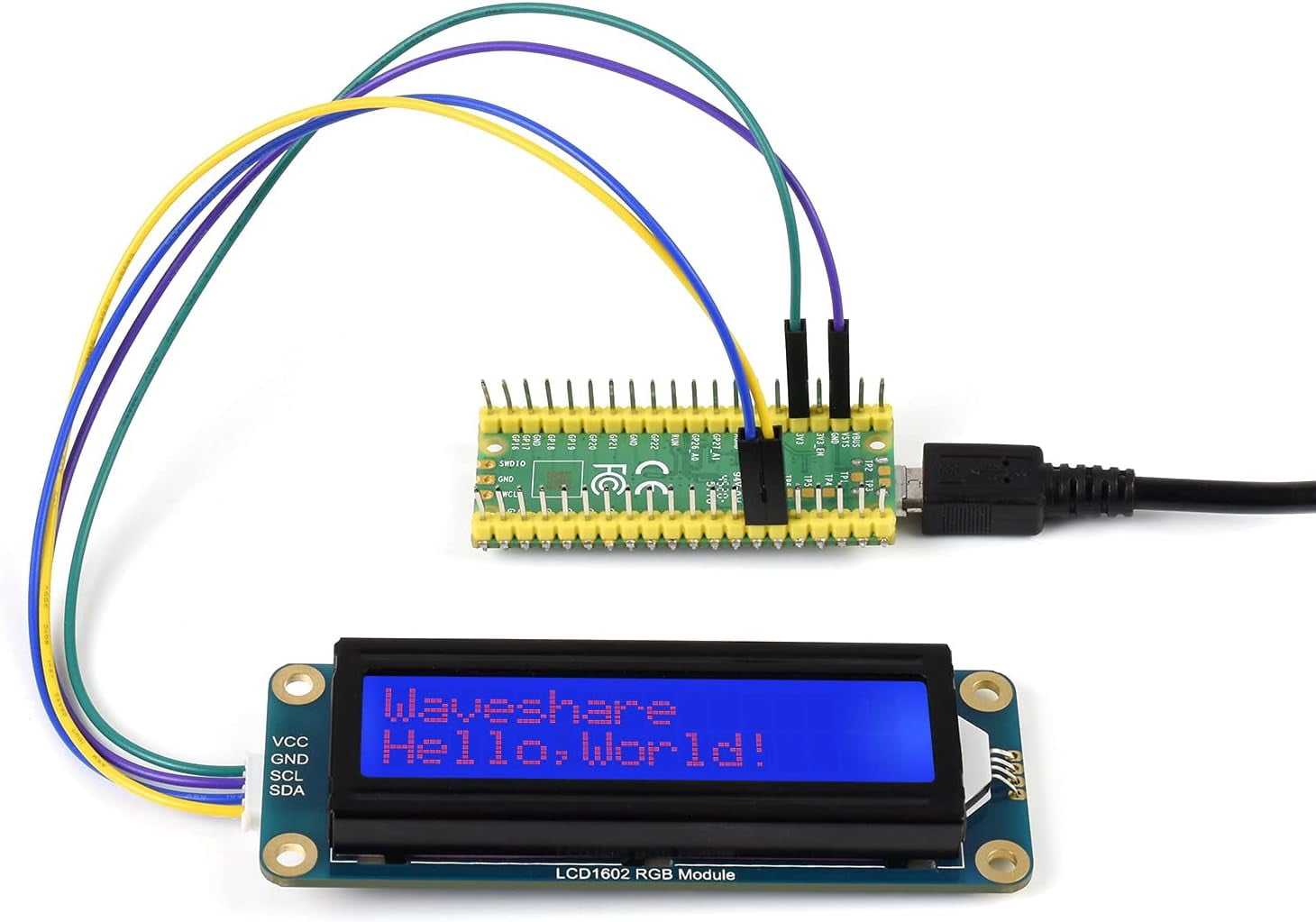 1602 LCD Display RGB Module 16x2 Characters 16M Colors RGB Backlight LCD Module, 3.3V/5V Compatible, I2C Bus, for /Pi Pico, Jetson Nano Arduino