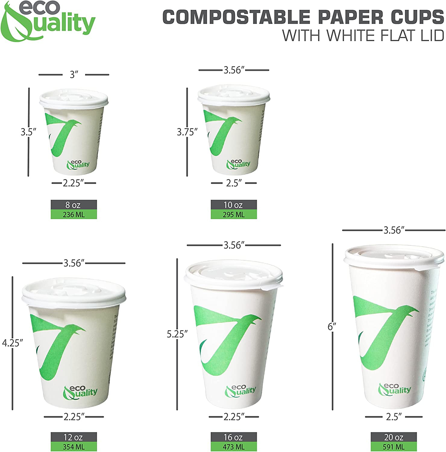 Hip 2 Be Square 22 Ounce Paper Coffee Cups, 500 Leakproof Reusable Coffee Cups - Lids Sold Separately, Double PE lining, Paper Disposable Cups, Hot 