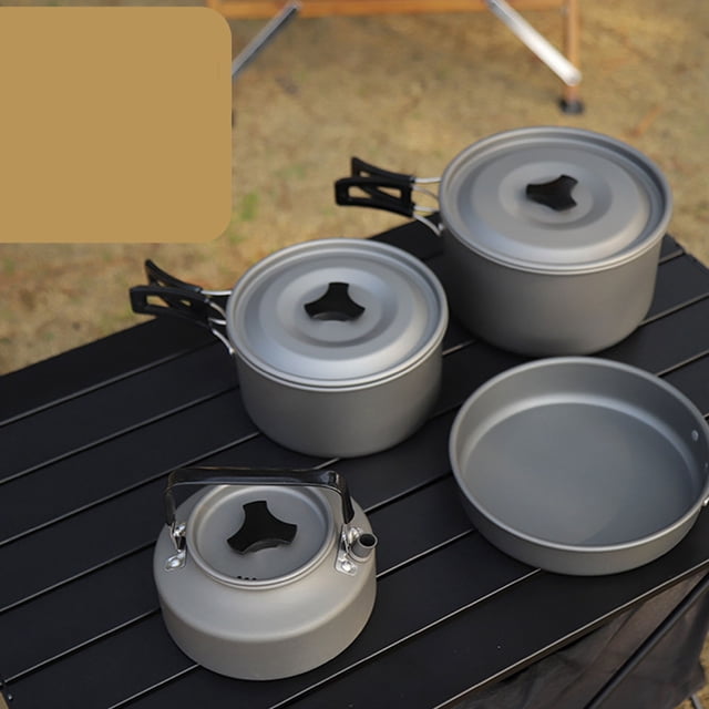Batterie de Cuisine de Camping, Ensemble de Cuisson de Camping Résistant aux Rayures pour la Randonnée