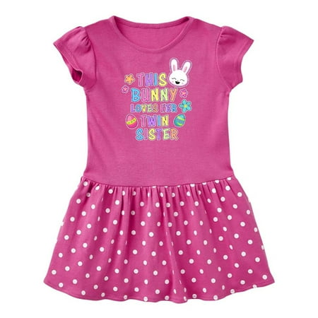 This Bunny Loves Her Twin Sister with Bunny Face and Flowers Infant Dress