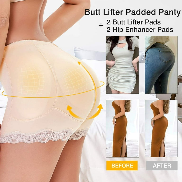 Lilvigor Women's Butt Pads for Bigger Butt Lifting Shapewear Hip Dip Pads  Padded Underwear Enhancer Shorts 4 Removable Pads 