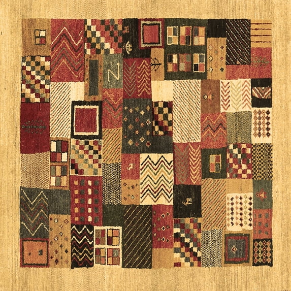 Ahgly Company Indoor Square Abstract Brown Contemporary Area Rugs, 5' Square