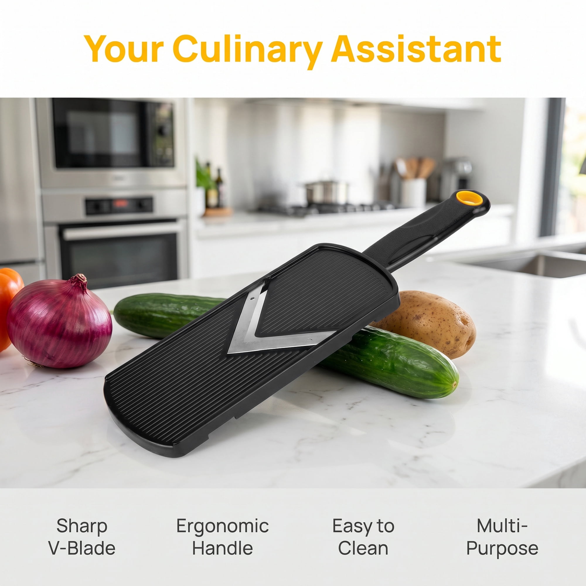 Unique Bargains Multifunctional Mandoline Slicer & Chopper for Kitchen Black 12"x3.3"
