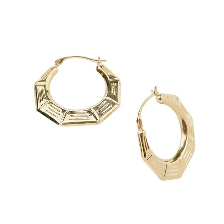 14k Gold Bamboo Hoop Earrings