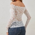 thumbnail image 5 of Otvok Womens Casual Long Sleeve Solid Lace Tops Ladies Off-The-Shoulder Blouse, 5 of 6