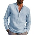 thumbnail image 2 of BJUTIR Mens T-Shirts Men'S Casual Stand Collar Solid Shirt Long Sleeve Pocket Cotton Shirt Tops, 2 of 8