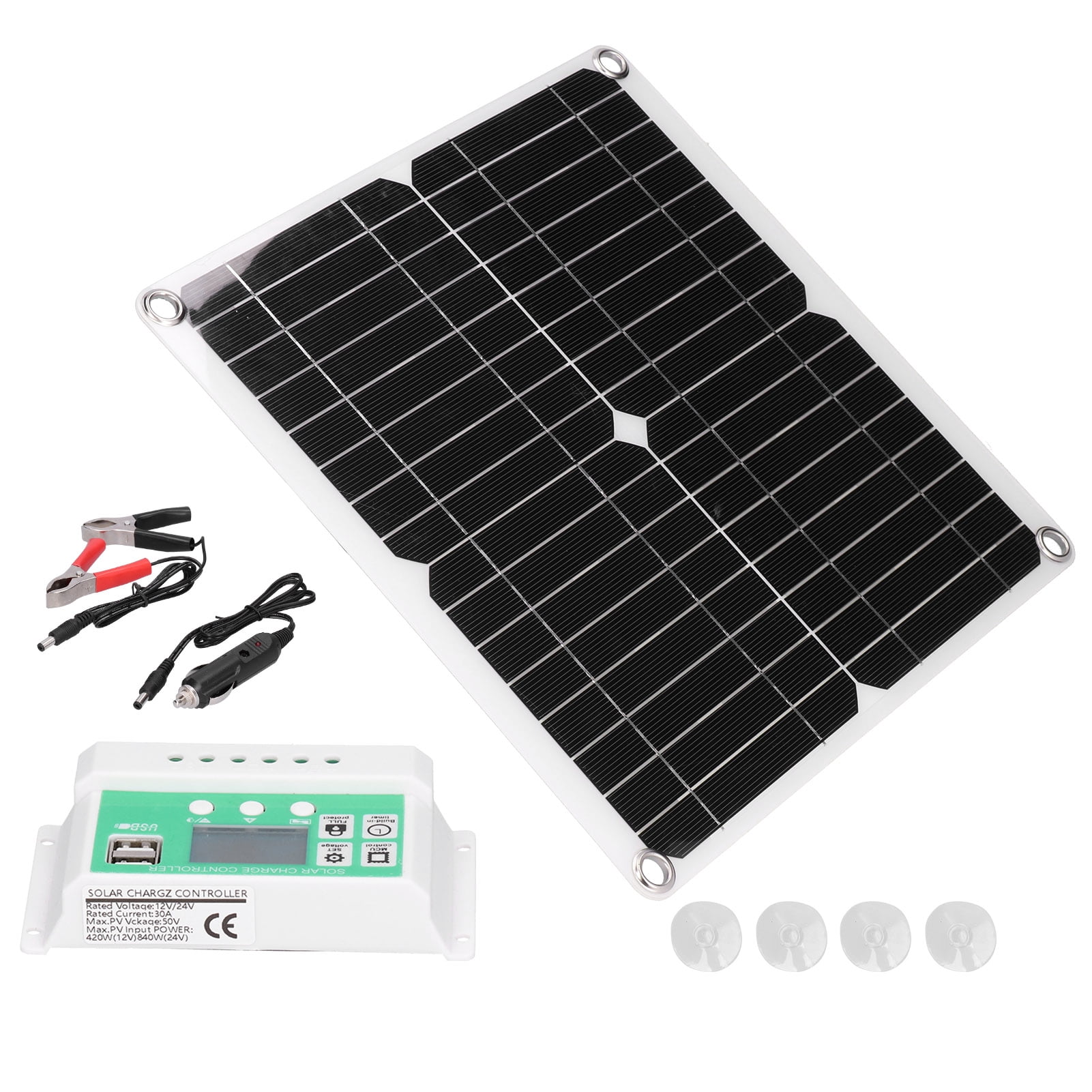 Rupoun 40W 18V Monocrystalline Silicon Flexible Solar Panel Kit with 30A Controller, Waterproof Photovoltaic Module for RV Marine Boat Car Camping Charging (11.02x11.02 inches / 28x28 cm)