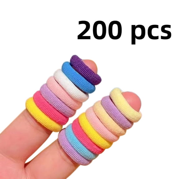 Vruelia 200PCS Women Girls Colorful Nylon Elastic Hair Bands Ponytail Hold Small Hair Tie Rubber Bands Scrunchie Hair Accessories