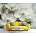 thumbnail image 3 of White Magnolia Flower Wall Mural, Vintage Floral Art Mural Wallpaper, Abstract Gray And White Marble Texture Large Wallpaper For Bedroom Living Room Wall Decor 110"W x 79"H (Not Peel and Stick), 3 of 6