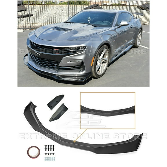 For 2019-Present Camaro LT / LS / RS / SS | ZL1 1LE Style Front Bumper Lower Lip Splitter (ABS Plastic - Primer Black)