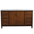 thumbnail image 4 of MCM 61" Rectangle Sink Vanity in Walnut/White Carrara Marble Stone, 4 of 11