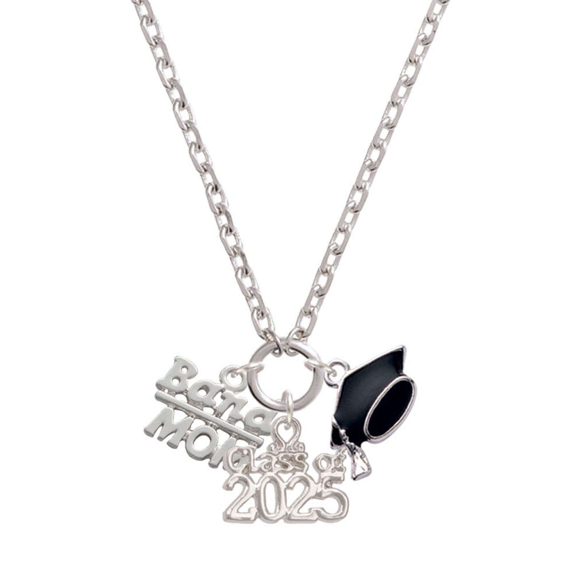 Delight Jewelry Silver-tone Band Mom - Silver-tone Class of 2025 Graduation Zoey Necklace, 28"