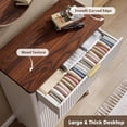thumbnail image 4 of Fluted Dresser for Bedroom with 5 Deep Drawers 47in Tall Chest of Drawers with Faux Marble Top Curved Profile Design Modern Wooden Dresser for Living Room Kids Room Hallway-White with Walnut Top, 4 of 7