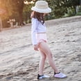 thumbnail image 4 of Uccdo Girls Rash Guards Swimsuit Bathing Suit, Little Girl Long Sleeve Swim Shirts+Ruffled Bottoms+Swim Hat, 3 Pieces, Size 1-7T, 4 of 8