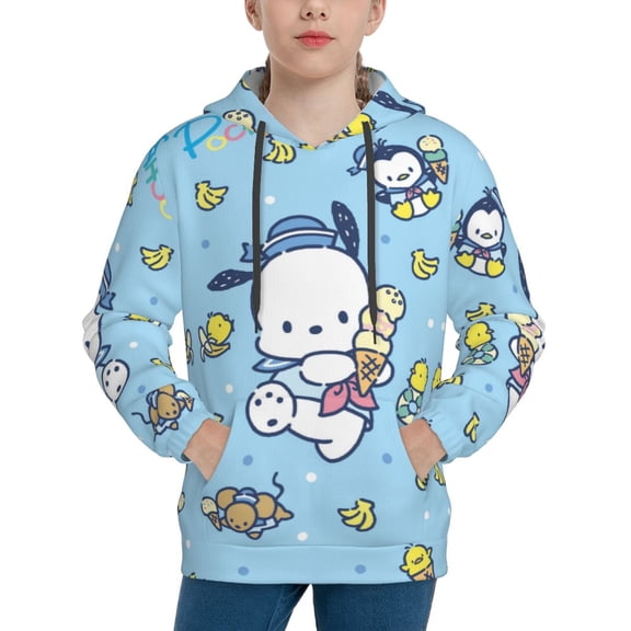 Sanrio Pochacco Kids' Hoodie 3d Print Sweatshirt Soft Pullover Hooded With Big Pockets Fans Gifts For Boys Or Girls Small