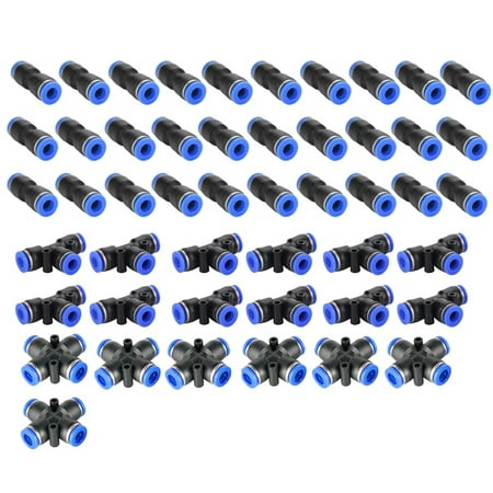 

Xigeapg 49PCS Pneumatic Fittings PZA/PU/PE Water Pipes Pipe Connectors 8mm Plastic Hose Quick Couplings Tee Air Hose Straight