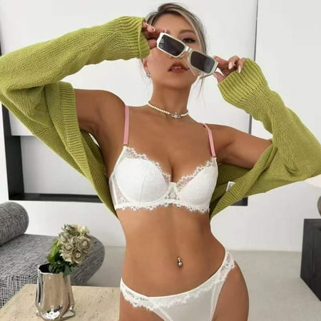 French Style Bra Lace Underwear Women s Thin Cup Small Breast Size Exaggerating Bra Push up Bra Set Dopamine Contrast Color Bra