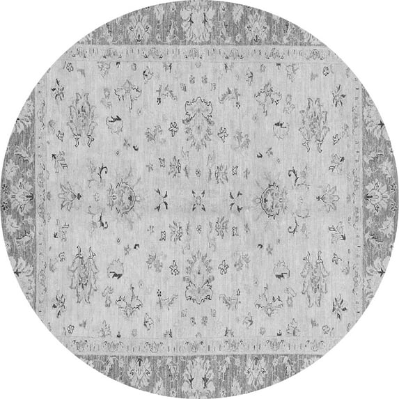 Ahgly Company Indoor Round Abstract Gray Modern Area Rugs, 8' Round