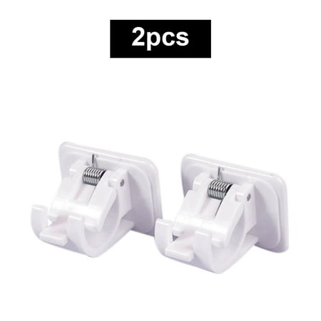 2pcs Nail-free Adhesive Adjustable Rod Bracket Holders Wall Curtain Hanging Rod Retaining Clip