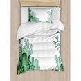thumbnail image 3 of Cactus Duvet Cover Set Queen Size, Arizona Desert Themed Doodle Cactus Staghorn Buckhorn Ocotillo Plants, Decorative 3 Piece Bedding Set with 2 Pillow Shams, Green Pale Green Seafoam, by Ambesonne, 3 of 3