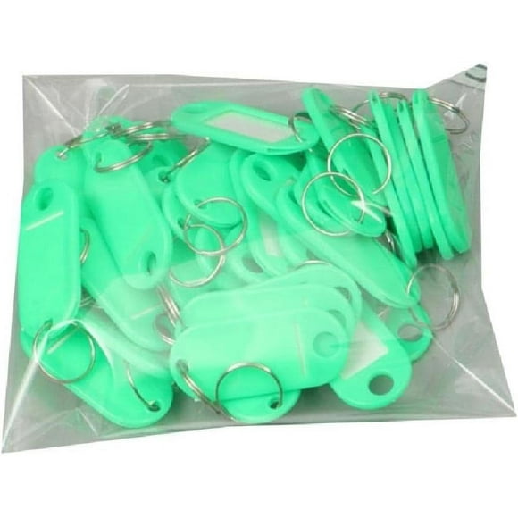 Zhuge 50Pcs Keychain Label Tags Keys Tags with Split and Label Window Luggage Tags Practical Keys Identifiers Keys Labels with Split and Label Window Keys Tags Keychain Label Tags (Green)
