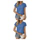 thumbnail image 1 of Qarigey Camiseta plisada de manga corta de verano con cuello en V de Color sólido, camisetas básicas, camisetas sueltas elásticas y fluidas, Type10 NO10, 1 of 6