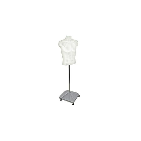 White Plastic Male Bust on Wheeled Plastic Base