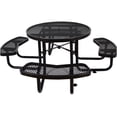 thumbnail image 6 of JERFIT 46 Inch Round Outdoor Picnic Table Set with Umbrella Hole, 4-Bench Seating, All-Weather Black Steel for Patio Garden Backyard, 6 of 7