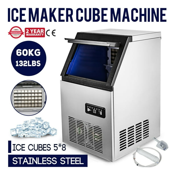 VEVOR 60KG/132LB BuiltIn Commercial Ice Maker Ice Cube Machine LCD