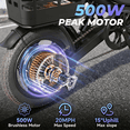 thumbnail image 2 of 14” Folding Electric Bike, Peak 500W Motor 36V 12Ah Battery, Ebike 20 MPH, 30+ Miles PAS Range, Shock Absorbers, UL 2849 Certified for Adult and Teen, 2 of 8