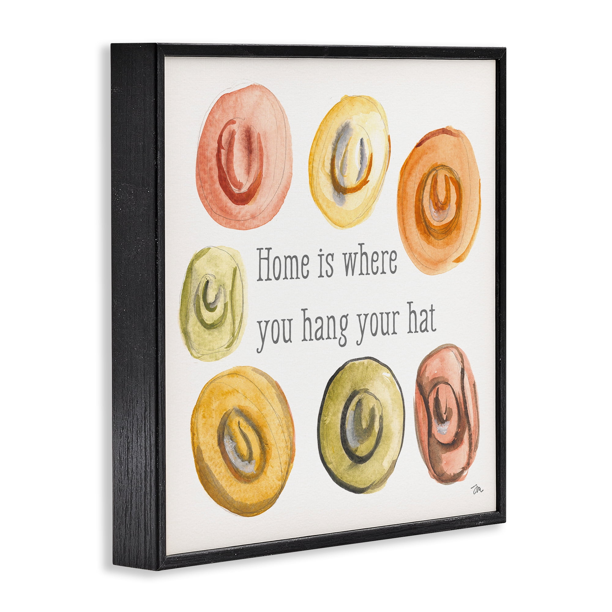 Stupell Industries Hang Your Hat Phrase Typography Painting Black Framed Art Print Wall Art, 12 x 12