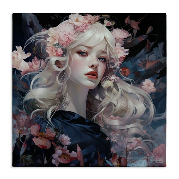 Stupell Industries Delicate Florals Portrait People Painting Wrapped Canvas Art Print Wall Art, 17 x 17