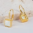 thumbnail image 4 of 925 Sterling Silver Earrings Fashion Princess Cut White Opal Leverback Earrings for Women, 4 of 5
