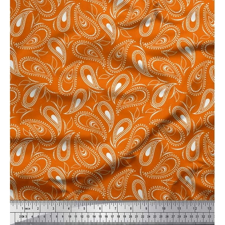 Soimoi Poly Georgette Fabric Dot & Paisley Print Fabric by The Yard 52 Inch Wide