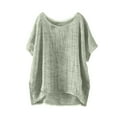 thumbnail image 2 of WCJM Women's 2026 Summer Short Sleeve Mini Dress Casual Coat Women's Short Sleeve T-Shirt Women's Summer Short Sleeve Solid Casual Loose Linen Tops, 2 of 7