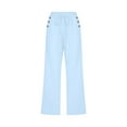 thumbnail image 2 of Pants For Women Fashion Solid Color Cotton Flax Elastic Long Pants Beach Leisure Trousers Linen Women's Pants, 2 of 5