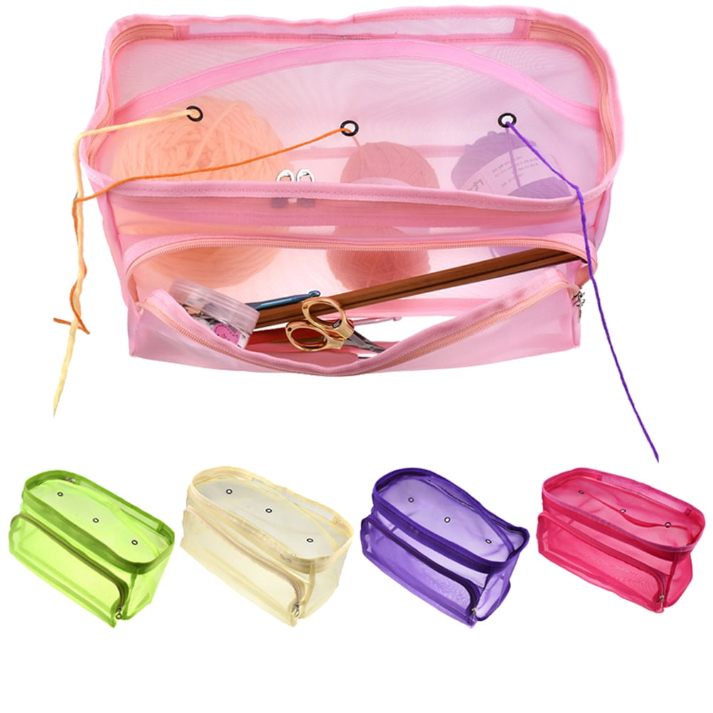 Raindrops Mesh Yarn Bag Tote Bags Knitting Tool Storage Bag Protects Yarn Travel Pink